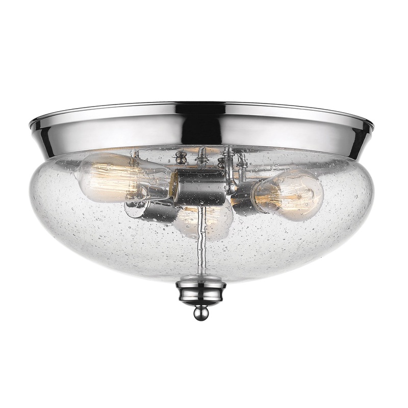 Z-Lite 722F3-CH Amon Three Light Flush Mount, Chrome
