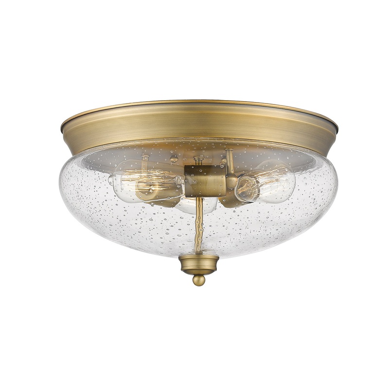 Z-Lite 722F3-HBR Amon Three Light Flush Mount, Heritage Brass