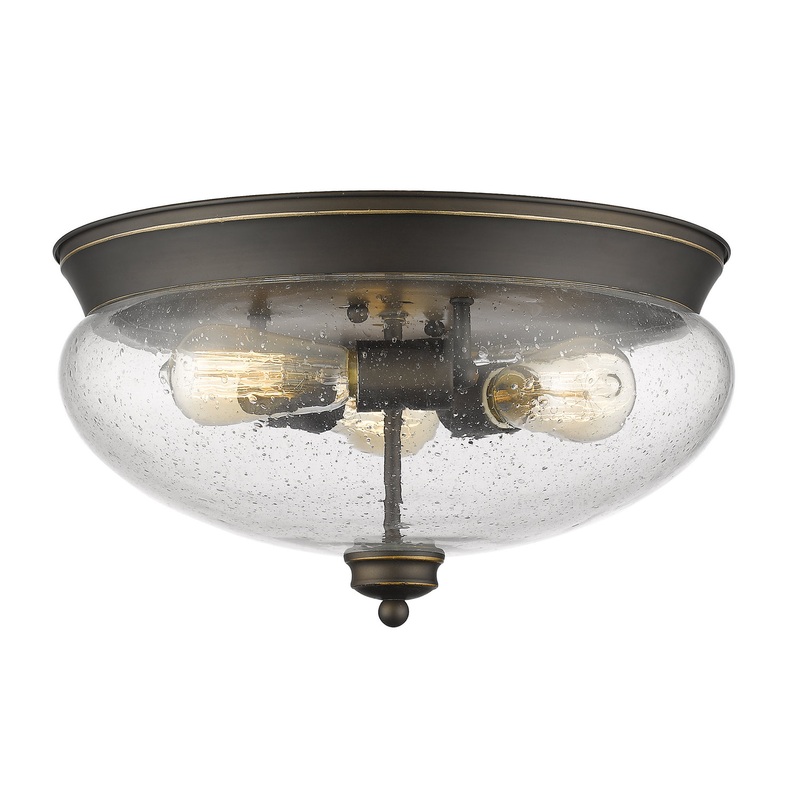 Z-Lite 722F3-OB Amon Three Light Flush Mount, Olde Bronze