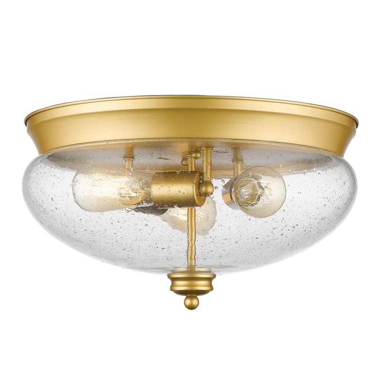 Z-Lite 722F3-SG Amon Three Light Flush Mount, Satin Gold