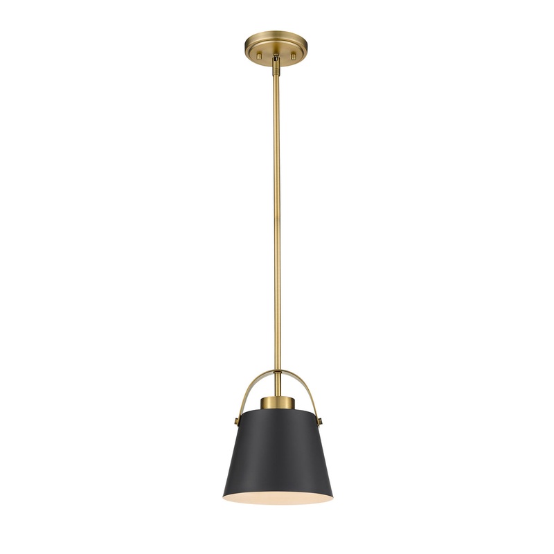Z-Lite 726MP-MB+HBR Z-Studio One Light Mini Pendant, Matte Black / Heritage Brass