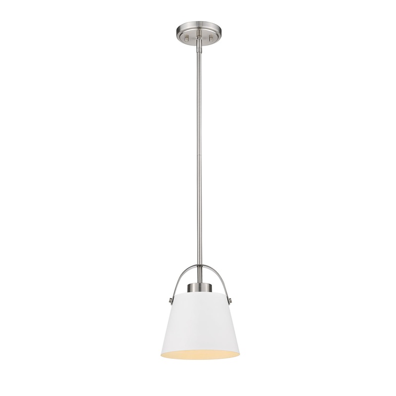 Z-Lite 726MP-MW+BN Z-Studio One Light Mini Pendant, Matte White / Brushed Nickel
