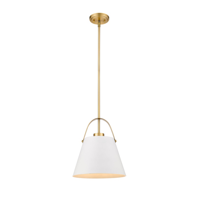 Z-Lite 726P-MW+HBR Z-Studio One Light Pendant, Matte White / Heritage Brass