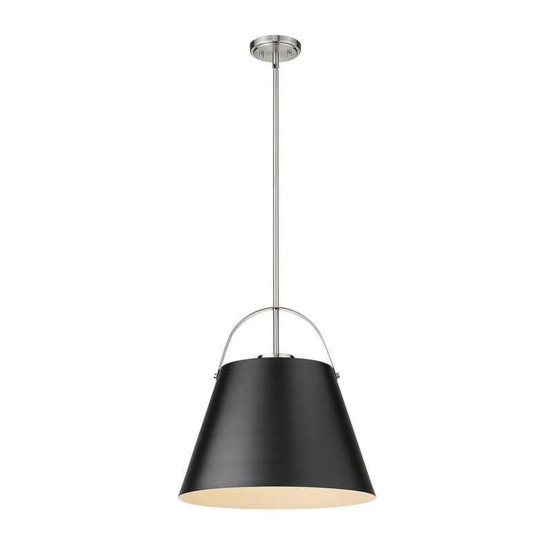 Z-Lite 726P18-MB+BN Z-Studio One Light Pendant, Matte Black / Brushed Nickel
