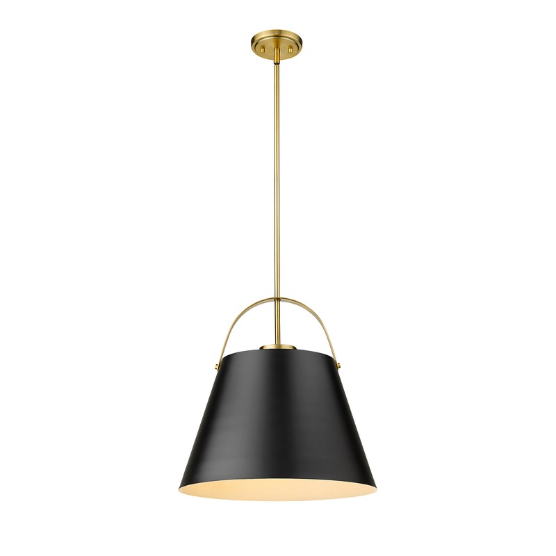Z-Lite 726P18-MB+HBR Z-Studio One Light Pendant, Matte Black / Heritage Brass