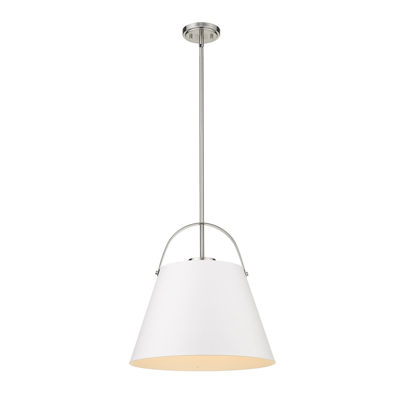 Z-Lite 726P18-MW+BN Z-Studio One Light Pendant, Matte White / Brushed Nickel