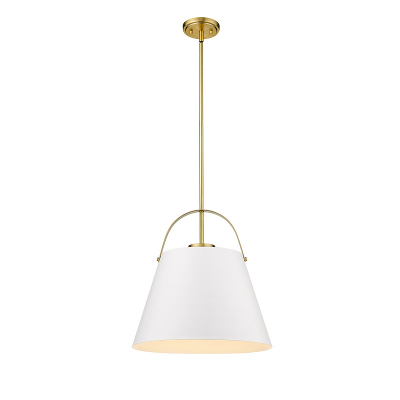 Z-Lite 726P18-MW+HBR Z-Studio One Light Pendant, Matte White / Heritage Brass
