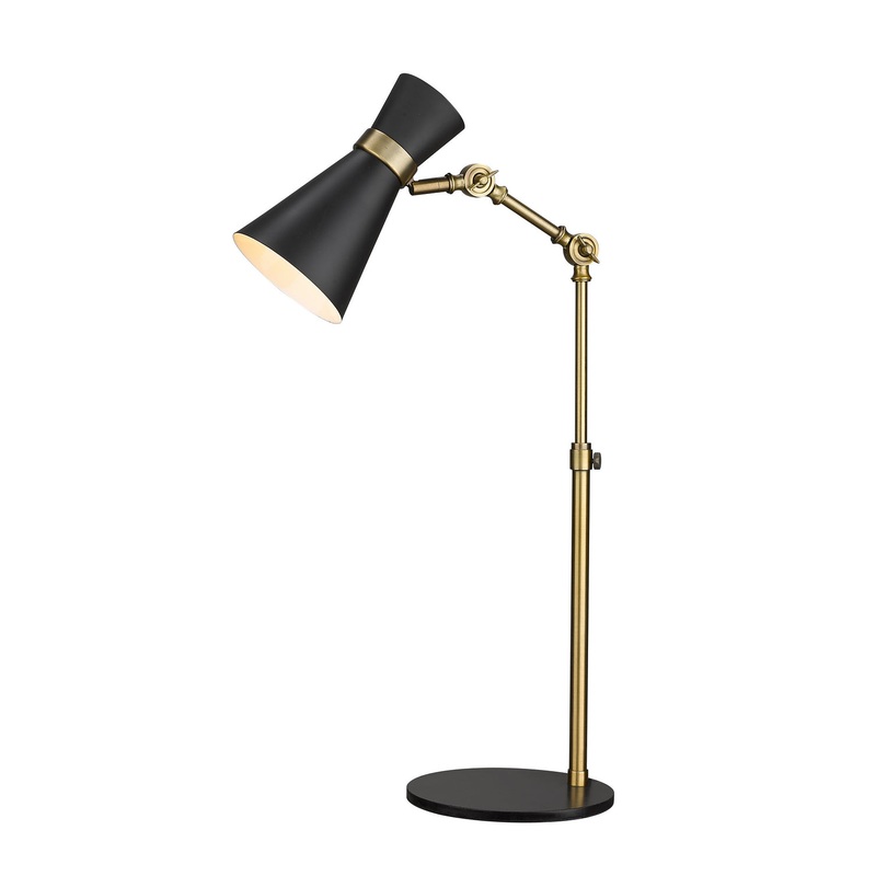 Z-Lite 728TL-MB-HBR Soriano One Light Table Lamp, Matte Black / Heritage Brass