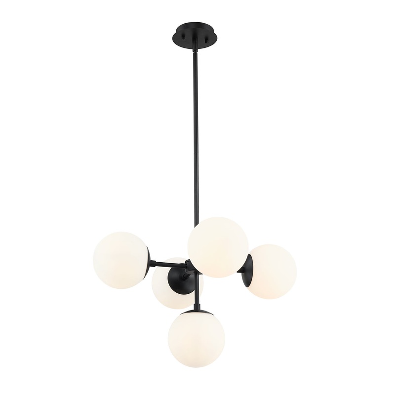 Z-Lite 730-5MB Midnetic Five Light Pendant, Matte Black