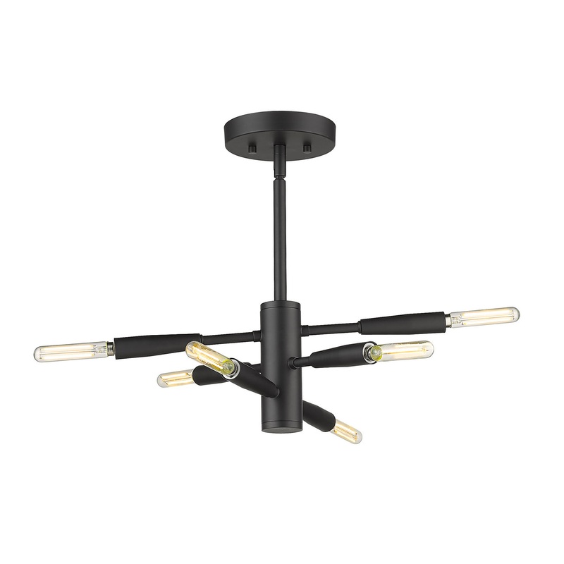 Z-Lite 737SF6-MB Ascension Six Light Semi Flush Mount, Matte Black
