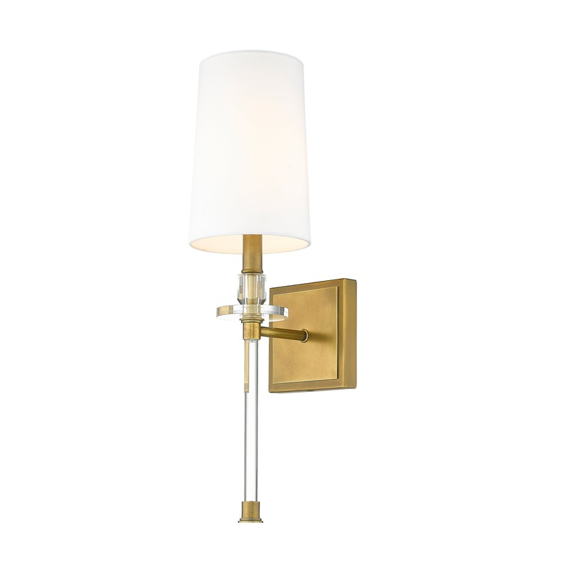 Z-Lite 803-1S-RB-WH Sophia One Light Wall Sconce, Rubbed Brass