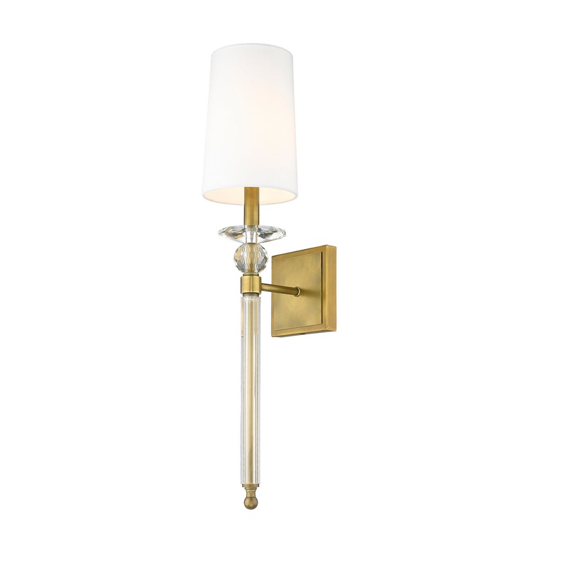 Z-Lite 804-1S-RB-WH Ava One Light Wall Sconce, Rubbed Brass