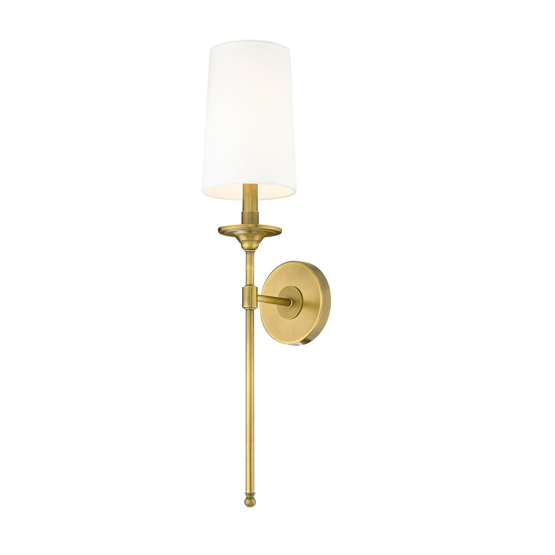 Z-Lite 807-1S-RB-WH Emily One Light Wall Sconce, Rubbed Brass