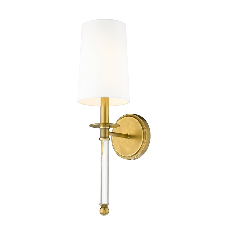 Z-Lite 808-1S-RB-WH Mila One Light Wall Sconce, Rubbed Brass