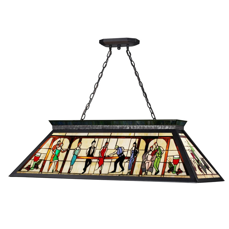 Z-Lite KD28 Tiffany Billiard Four Light Island Pendant, Matte Black