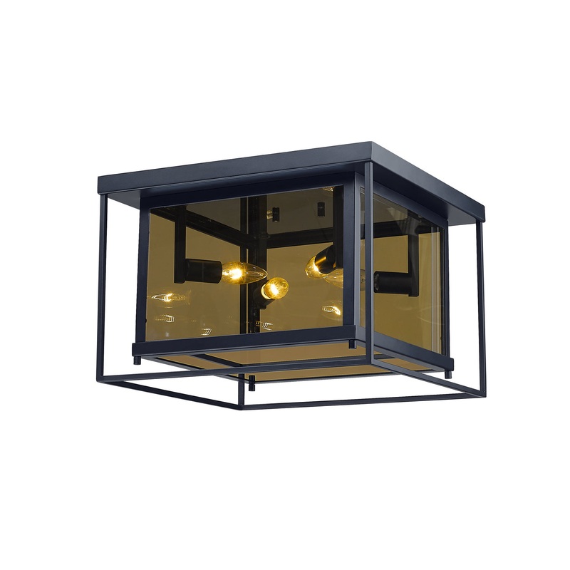 Z-Lite 802F16-MC Infinity Four Light Flush Mount, Misty Charcoal