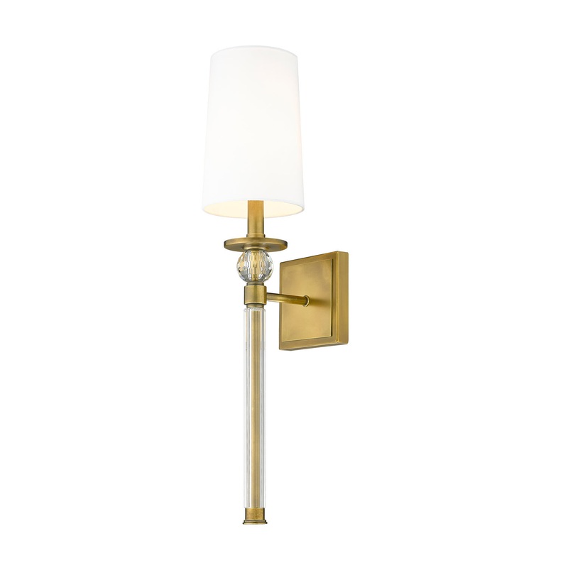 Z-Lite 805-1S-RB-WH Mia One Light Wall Sconce, Rubbed Brass