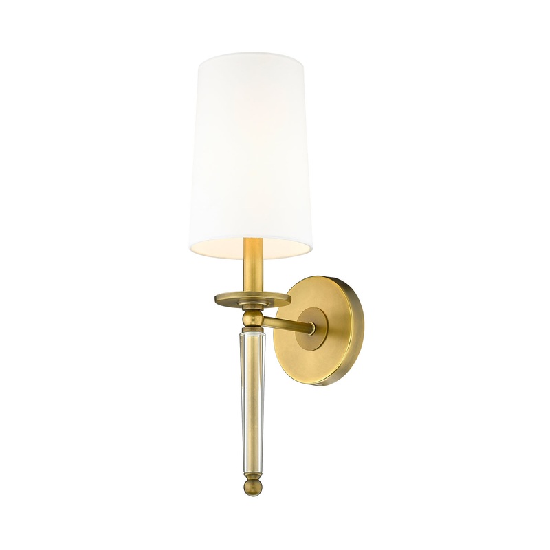 Z-Lite 810-1S-RB-WH Avery One Light Wall Sconce, Rubbed Brass