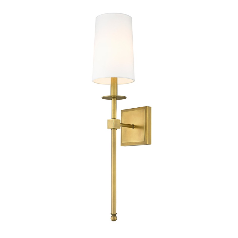 Z-Lite 811-1S-RB-WH Camila One Light Wall Sconce, Rubbed Brass