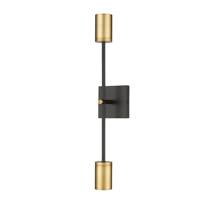 Z-Lite 814-2S-MB-OBR Calumet Two Light Wall Sconce, Matte Black / Olde Brass
