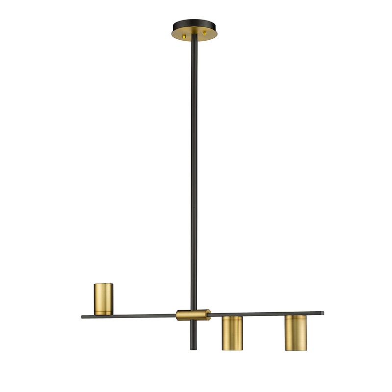 Z-Lite 814-3L-MB-OBR Calumet Three Light Island Pendant, Matte Black / Olde Brass