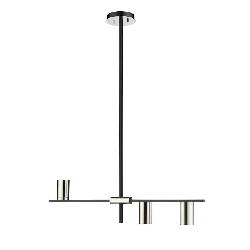 Z-Lite 814-3L-MB-PN Calumet Three Light Island Pendant, Mate Black / Polished Nickel