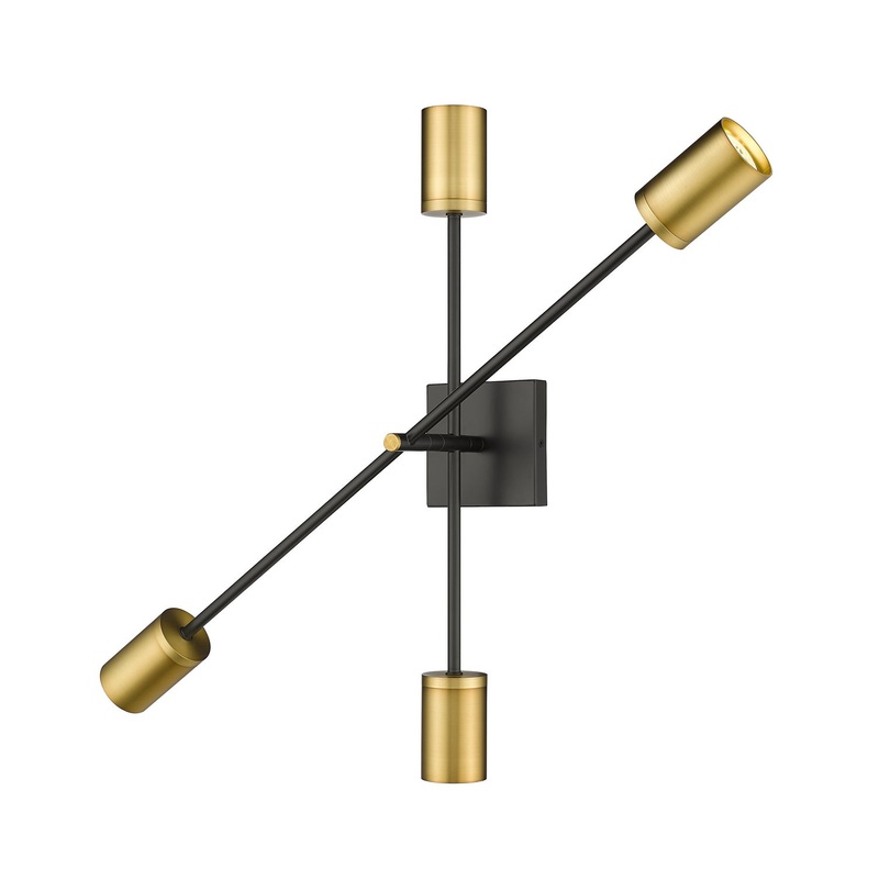Z-Lite 814-4S-MB-OBR Calumet Two Light Wall Sconce, Matte Black / Olde Brass