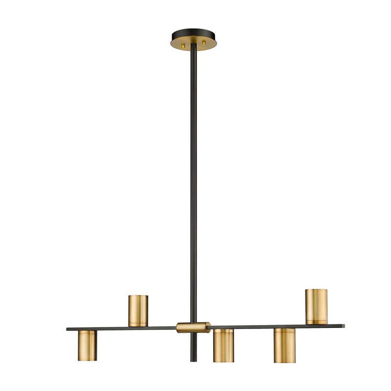 Z-Lite 814-5L-MB-OBR Calumet Five Light Island Pendant, Matte Black / Olde Brass
