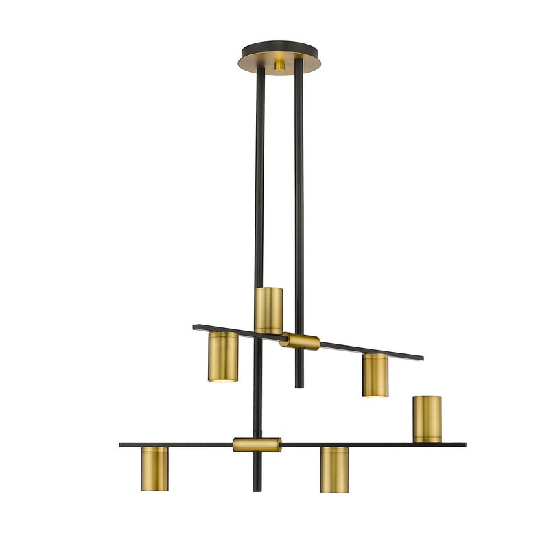Z-Lite 814-6MB-OBR Calumet Six Light Chandelier, Matte Black / Olde Brass