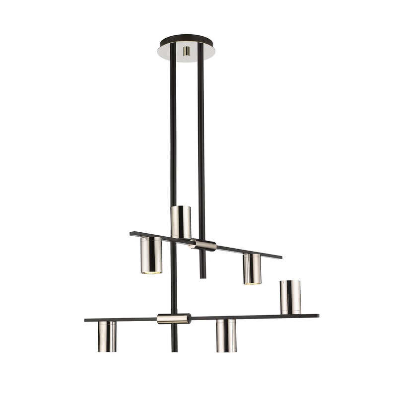 Z-Lite 814-6MB-PN Calumet Six Light Chandelier, Mate Black / Polished Nickel