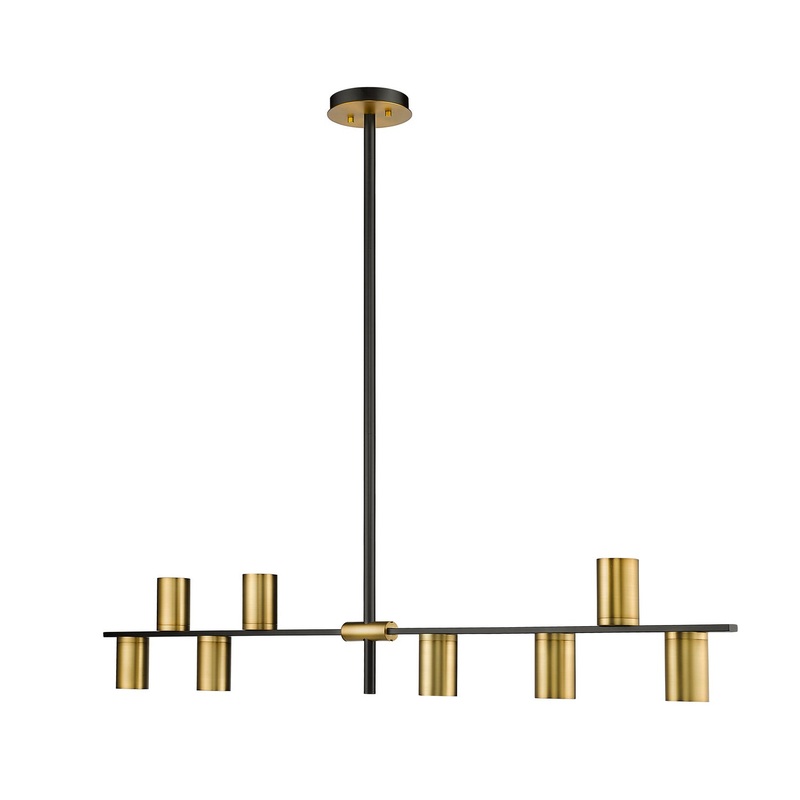 Z-Lite 814-8L-MB-OBR Calumet Eight Light Island Pendant, Matte Black / Olde Brass