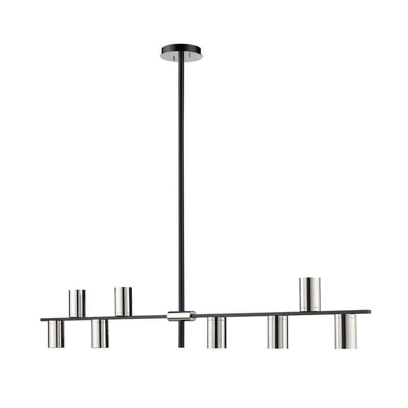 Z-Lite 814-8L-MB-PN Calumet Eight Light Island Pendant, Mate Black / Polished Nickel
