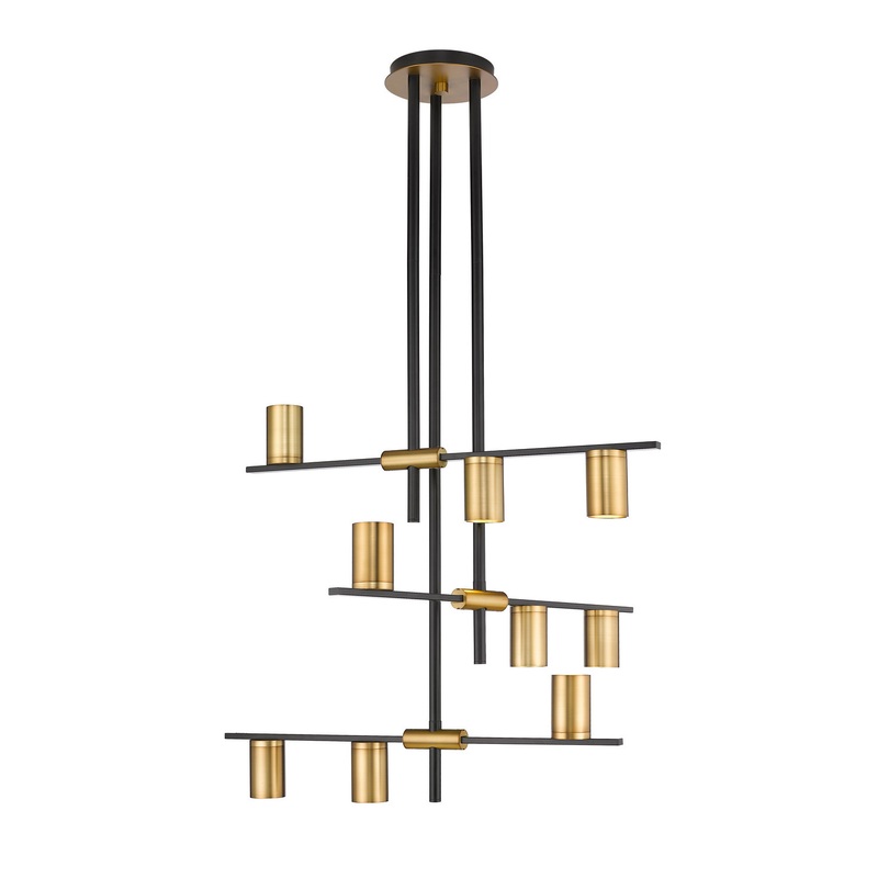 Z-Lite 814-9MB-OBR Calumet Nine Light Chandelier, Matte Black / Olde Brass