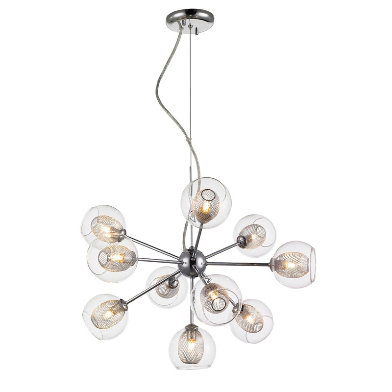 Z-Lite 905-10C Auge Ten Light Chandelier, Chrome