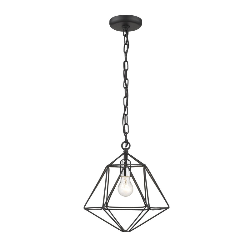 Z-Lite 918MP-MB-CH Geo One Light Mini Pendant, Matte Black / Chrome