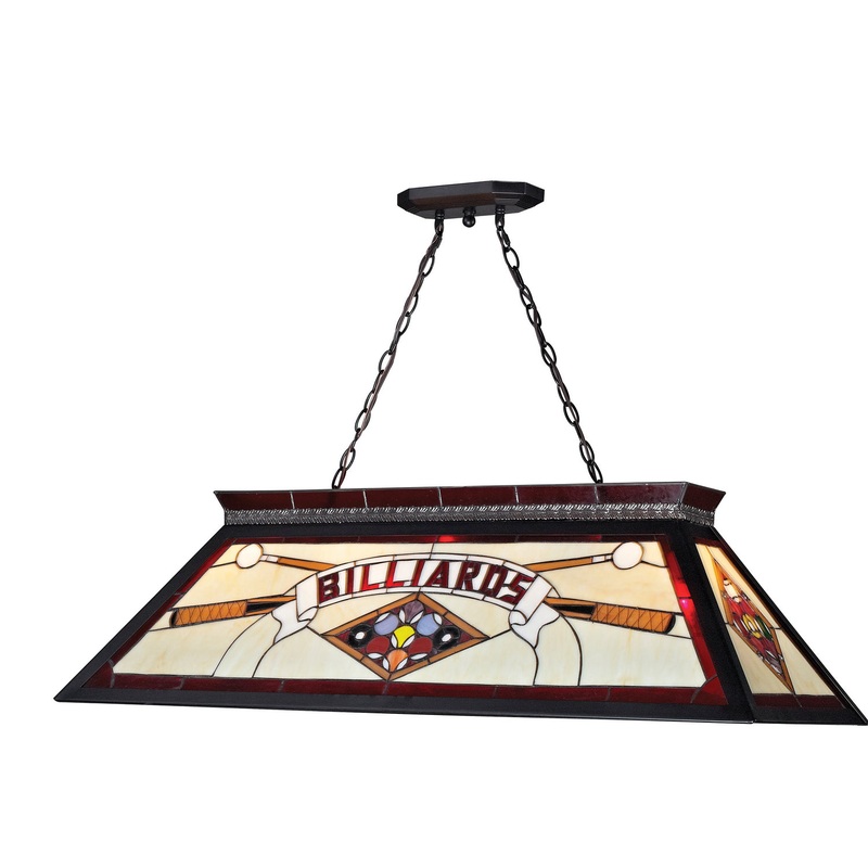 Z-Lite KD27RED Tiffany Billiard Four Light Island Pendant, Matte Black