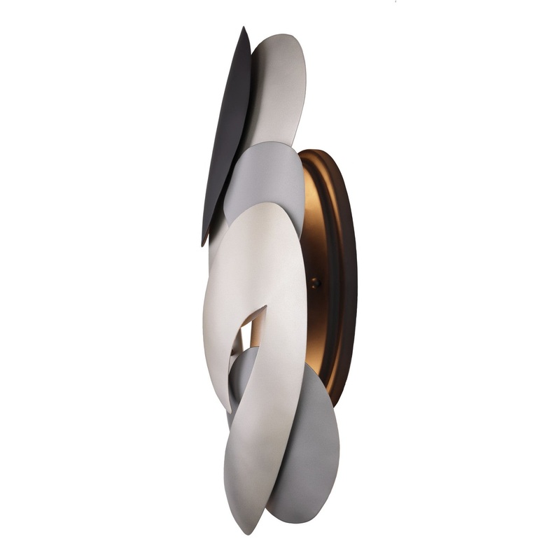 George Kovacs P1332-780 Metalo Misto Two Light Wall Sconce, Brass/ Cola Grey / Matte Black