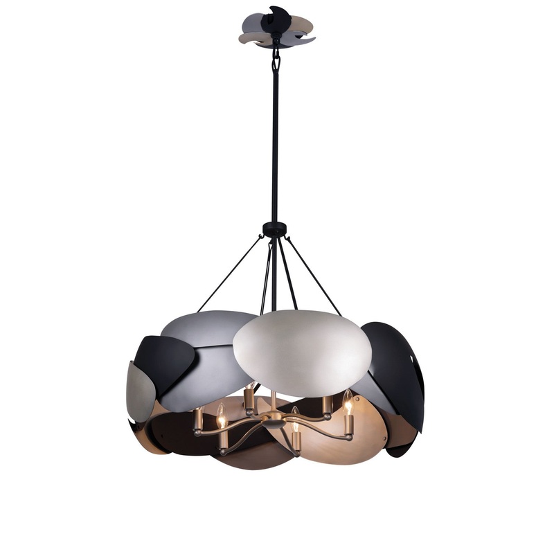 George Kovacs P1334-780 Metalo Misto Six Light Pendant, Brass/ Cola Grey / Matte Black