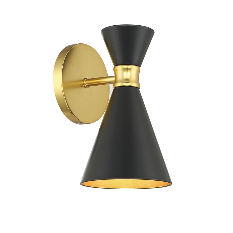 George Kovacs P1826-248 Conic One Light Wall Sconce, Coal/Honey Gold