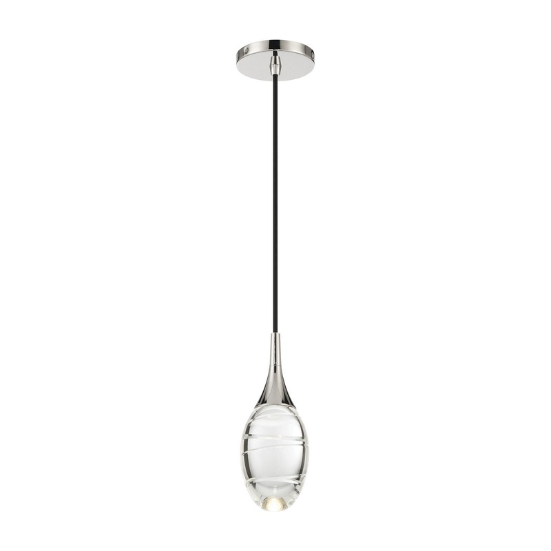 George Kovacs P5592-613-L Hail LED Mini Pendant, Polished Nickel