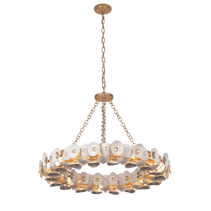 Metropolitan N1865-760 Niu Ten Light Pendant, Coconut Shell Gold / Coconut Shell White