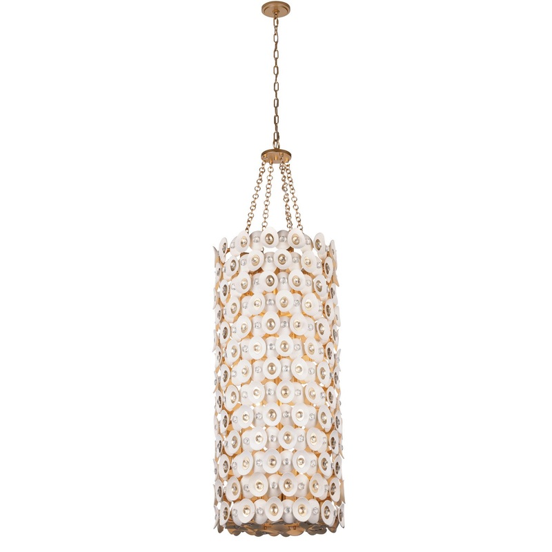 Metropolitan N1866-760 Niu 12 Light Foyer Pendant, Coconut Shell Gold / Coconut Shell White