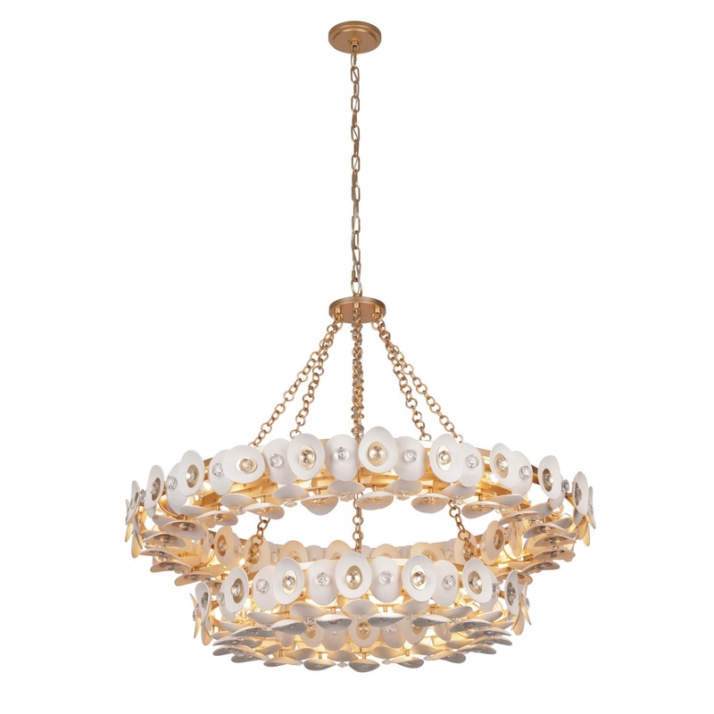 Metropolitan N1868-760 Niu 22 Light Chandelier, Coconut Shell Gold / Coconut Shell White