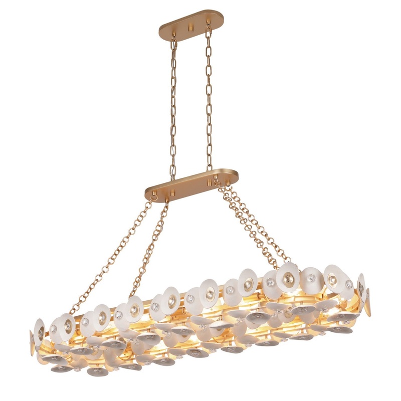 Metropolitan N1869-760 Niu 14 Light Island Pendant, Coconut Shell Gold / Coconut Shell White