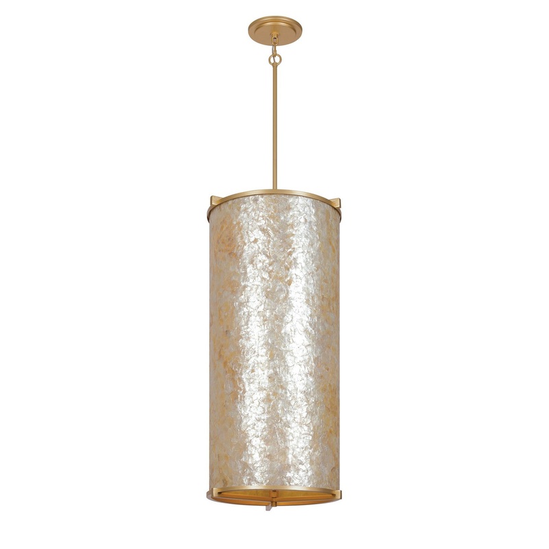 Metropolitan N1936-760 Sommers Bend Six Light Foyer Pendant, Capiz Shell Gold