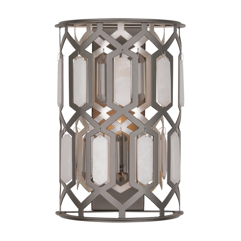 Minka Lavery 3582-795 Hexly One Light Wall Sconce, Coal And Brass