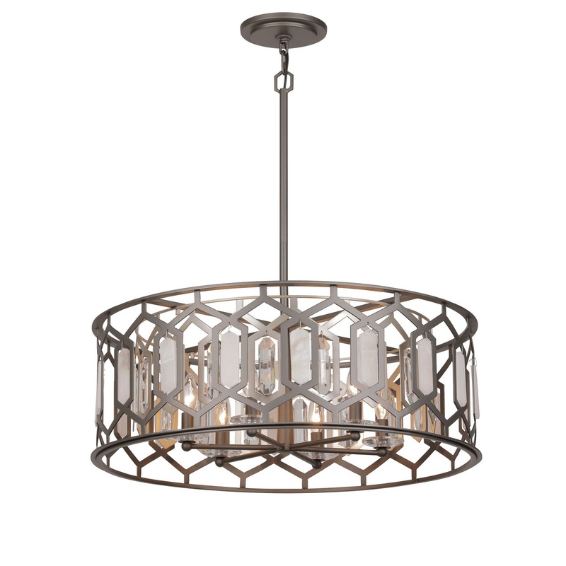 Minka Lavery 3587-795 Hexly Six Light Pendant, Coal And Brass