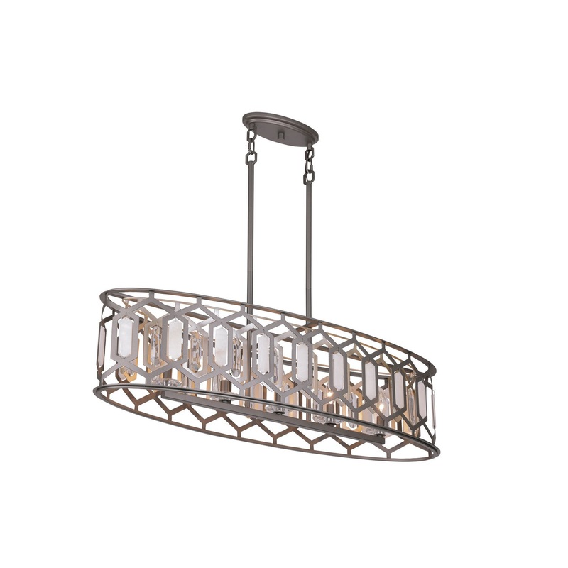 Minka Lavery 3588-795 Hexly Five Light Island Pendant, Coal And Brass