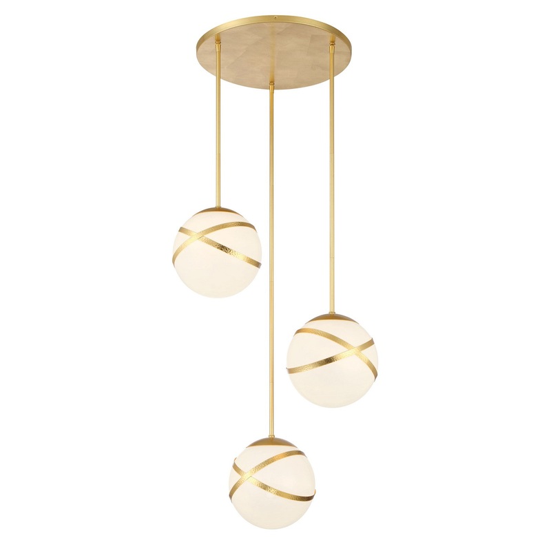 Minka Lavery 5433-853 Atlys By Robin Baron Three Light Pan Pendant, Gold