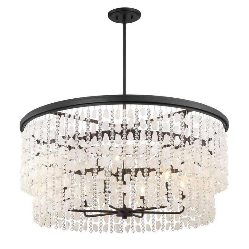 Minka Lavery 6706-66 Shimmering Elegance Nine Light Chandelier, Sand Coal